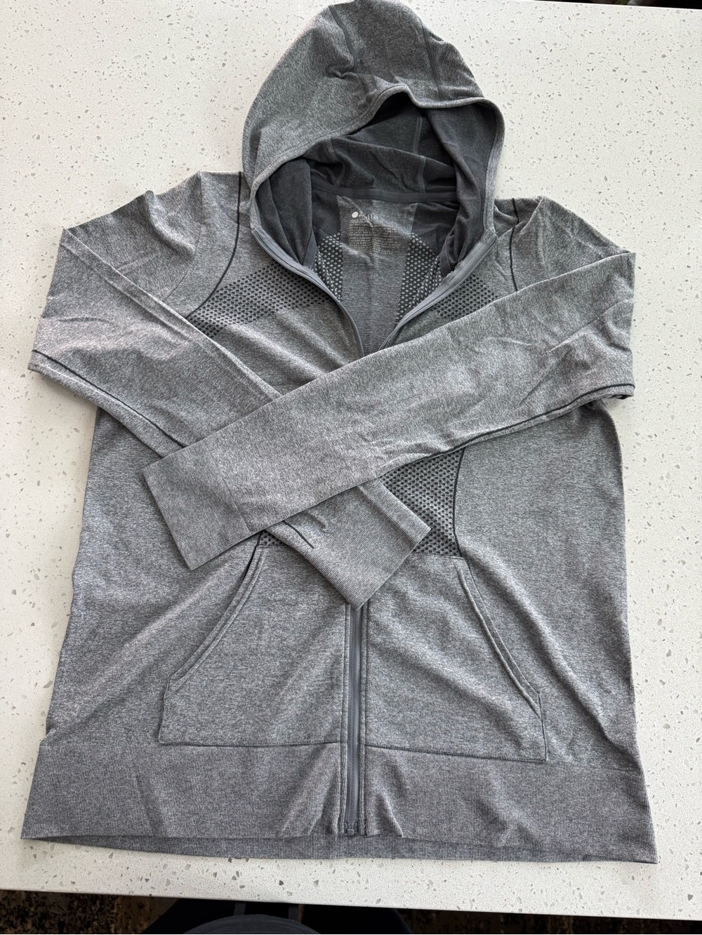 Zella Heather Charcoal Hooded Athletic Zip Jacket